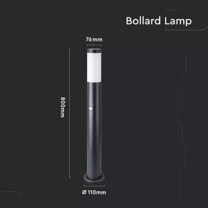 Lamp met Sensor voor Buiten 1xE27/60W/230V IP44 80cm zwart