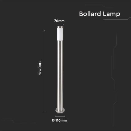 Lamp voor Buiten 1xE27/60W/230V IP44 110cm mat chroom