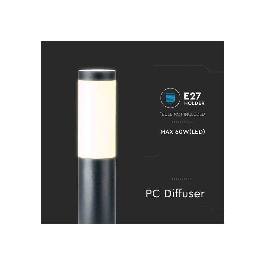 Lamp voor Buiten 1xE27/60W/230V IP44 80cm zwart