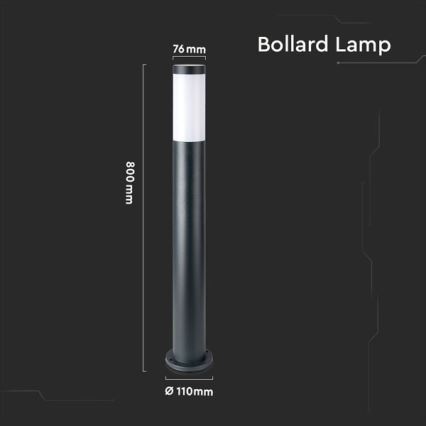 Lamp voor Buiten 1xE27/60W/230V IP44 80cm zwart