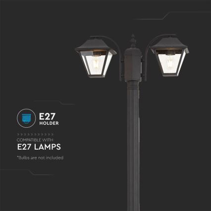 Lamp voor Buiten 2xE27/60W/230V 232 cm IP44 zwart