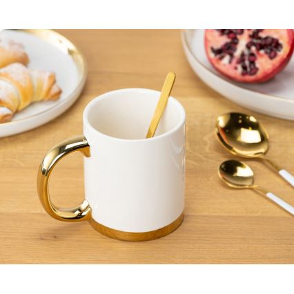 Mok met lepel LANA crème/goud