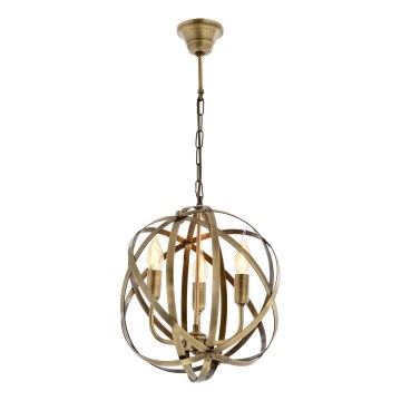 Lantaarn aan ketting IRONBALL 3xE27/40W/230V goud