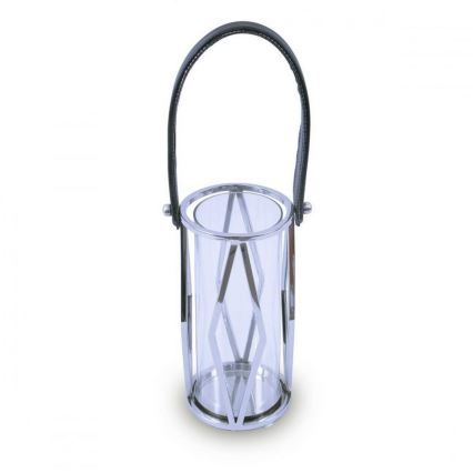 Lantaarn FRAGIL 26 cm glanzend chroom/zwart