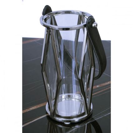 Lantaarn FRAGIL 26 cm glanzend chroom/zwart
