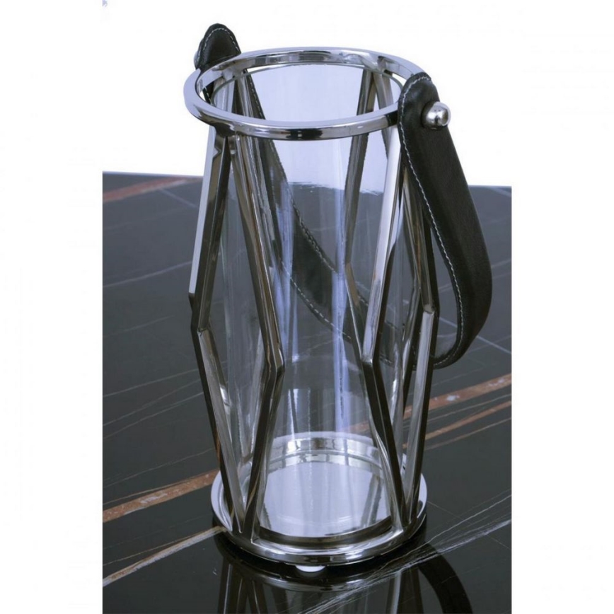 Lantaarn FRAGIL 26 cm glanzend chroom/zwart