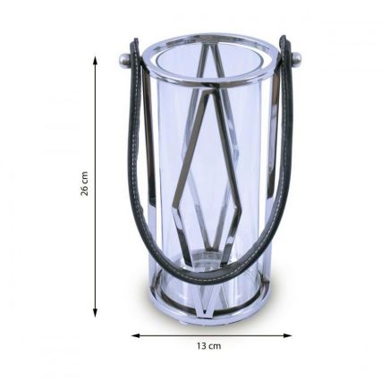 Lantaarn FRAGIL 26 cm glanzend chroom/zwart