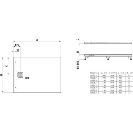 LAUFEN H2109580000001 - Rechthoekige douchebak PRO 120x90 cm marbond/wit