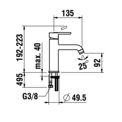 LAUFEN H3110810041201 - Wastafelmengkraan LUA 19,2 cm glanzend chroom
