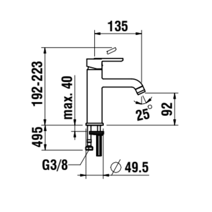 LAUFEN H3110810041201 - Wastafelmengkraan LUA 19,2 cm glanzend chroom