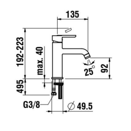 LAUFEN H3110810811201 - Wastafelmengkraan LUA 19,2 cm mat titanium zwart