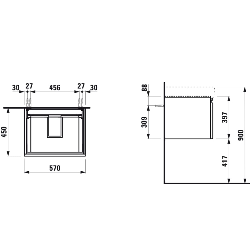 LAUFEN H4833720964791 - Badkamerkast PRO 57 cm voor wastafel, eiken
