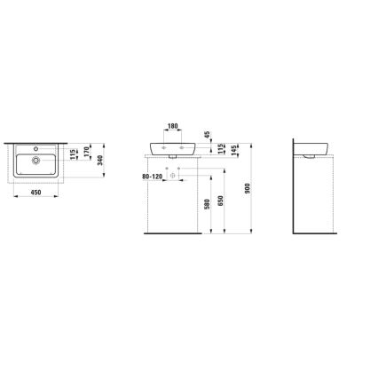LAUFEN H8119520001041 - Opbouwwastafel PRO 45x34 cm keramiek/wit