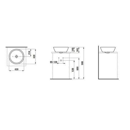 LAUFEN H8129620001091 - Opbouwwastafel PRO Ø 42 cm keramiek/wit