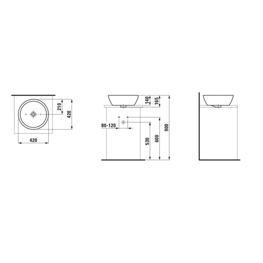 LAUFEN H8129620001091 - Opbouwwastafel PRO Ø 42 cm keramiek/wit