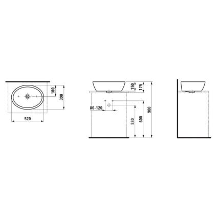 LAUFEN H8129640001121 - Opbouwwastafel PRO 52x39 cm keramiek/wit