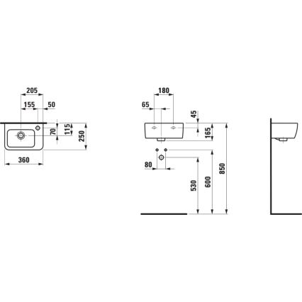 LAUFEN H8169550001061 - Wandgemonteerde wastafel PRO 36x25 cm keramiek/wit