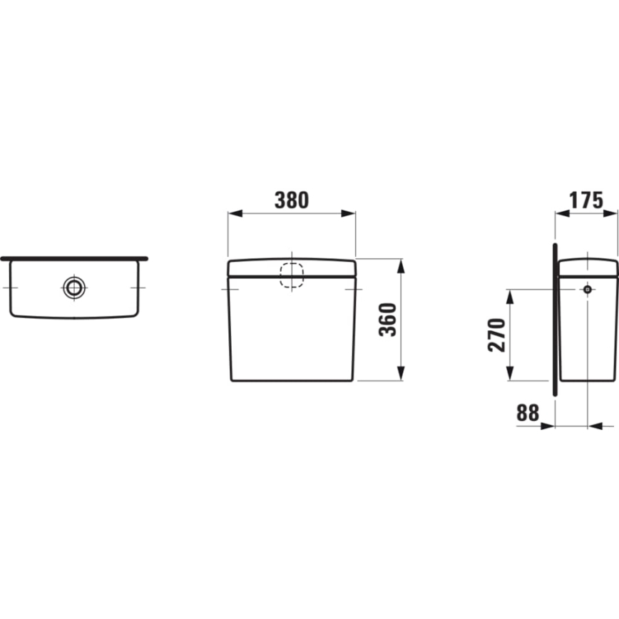 LAUFEN H8269520009721 - PRO spoelreservoir met zijaansluiting, keramiek/wit