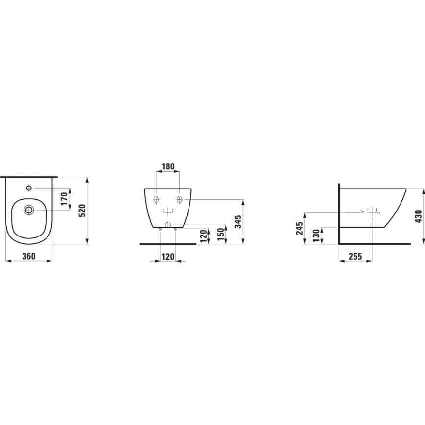 LAUFEN H8300810003021 - Wandhangend bidet LUA keramiek/wit