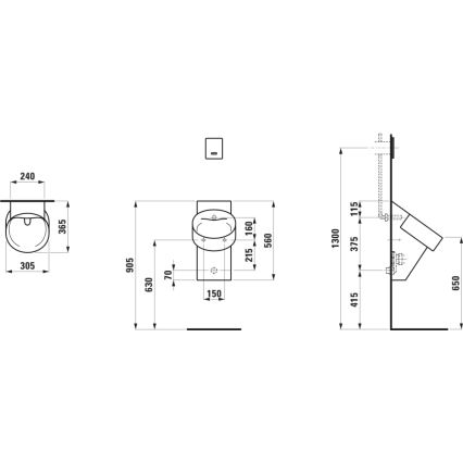 LAUFEN H8402857160001 - Urinoir VAL, achteraansluiting, achterafvoer, keramiek/mat zwart
