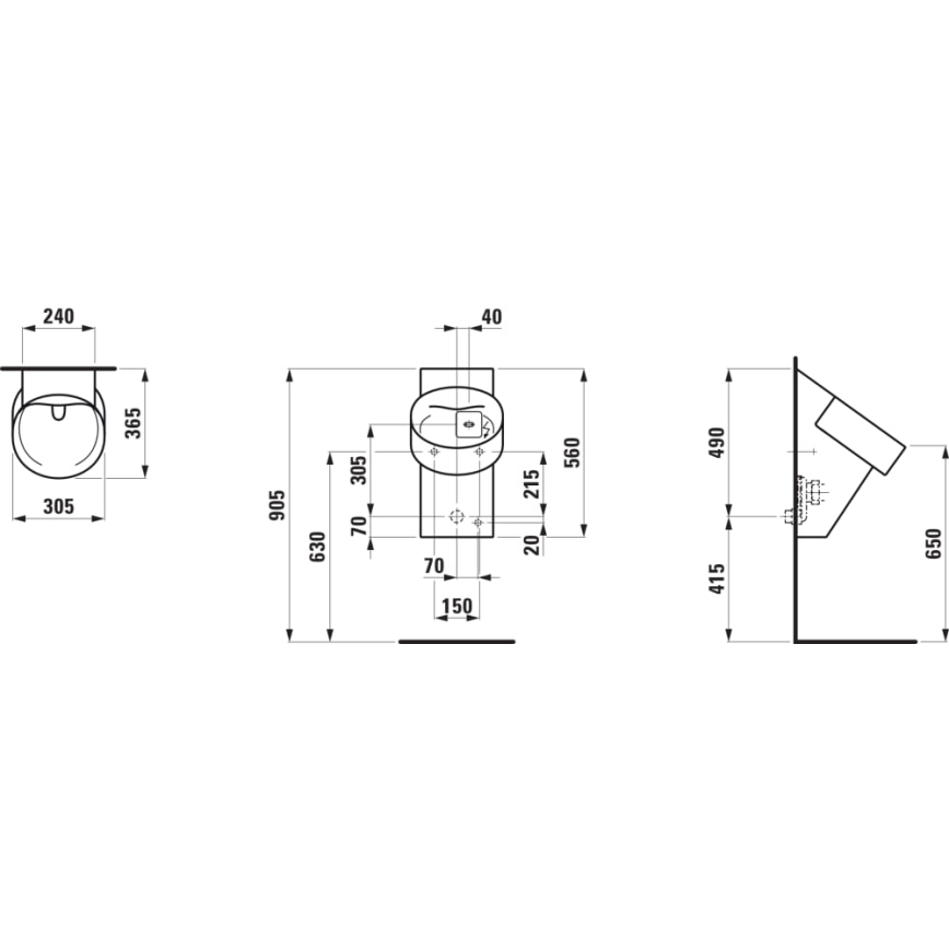 LAUFEN H8402860200001 - Urinoir met sensor VAL 230V, achteraansluiting, achterafvoer, keramiek/hoogglans zwart