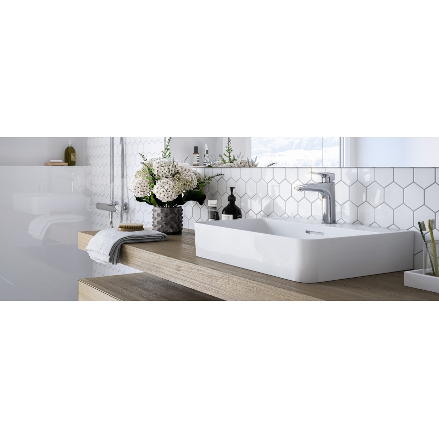 LAUFEN HF500701100000 - Kraan voor wastafel + afval met overloop LAURIN 16,2 cm glanzend chroom