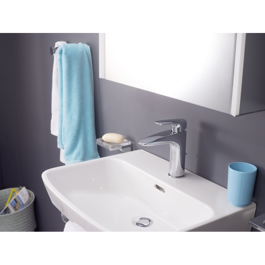 LAUFEN HF500701100000 - Kraan voor wastafel + afval met overloop LAURIN 16,2 cm glanzend chroom