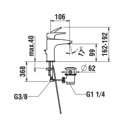 LAUFEN HF500701100000 - Wastafelmengkraan + overloopafvoer LAURIN 16,2 cm glanzend chroom