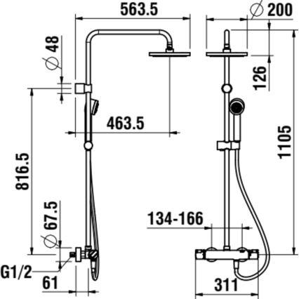 LAUFEN HF500957100600 - Doucheset met thermostaatkraan CITYPRO glanzend chroom