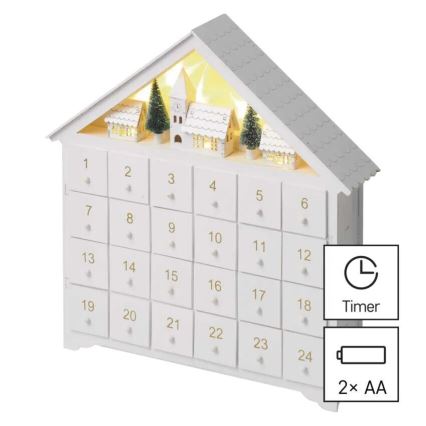 LED adventskalender 8xLED/2xAA wit