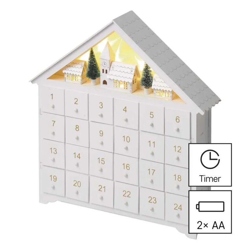 LED adventskalender 8xLED/2xAA wit