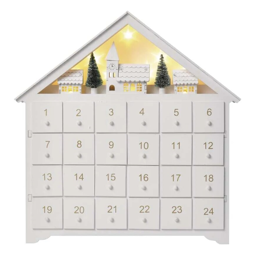 LED adventskalender 8xLED/2xAA wit