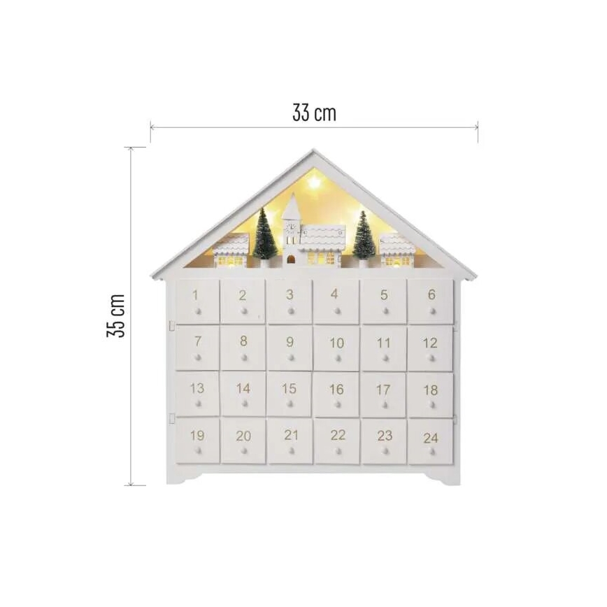 LED adventskalender 8xLED/2xAA wit