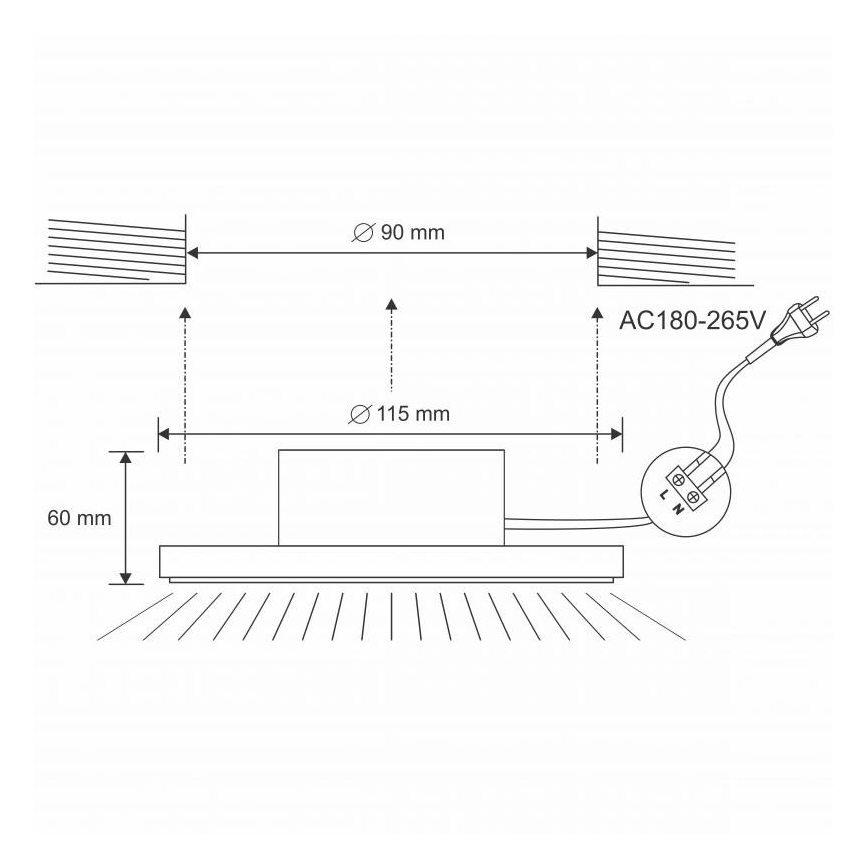 LED Badkamer inbouwspot LED/10W/230V 4000K zilver IP44