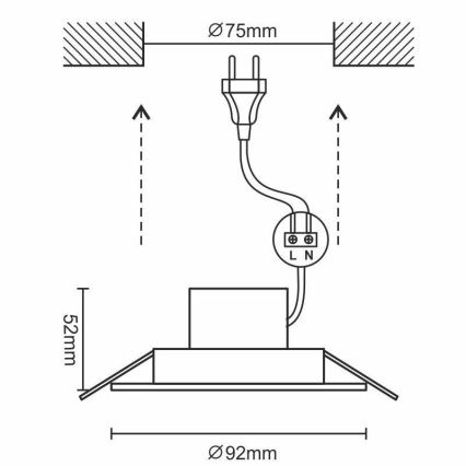 LED Badkamker inbouwspot LED/7W/230V 3000K wit IP44