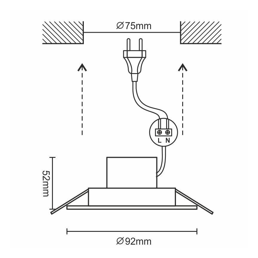LED Badkamker inbouwspot LED/7W/230V 3000K wit IP44