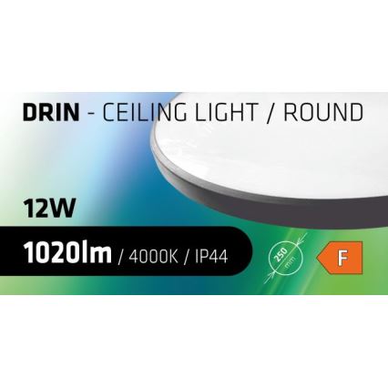 LED Badkamer plafondlamp CIRCLE LED/12W/230V 4000K diameter 25 cm IP44 zwart