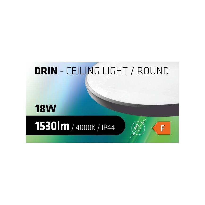 LED Badkamer plafondlamp CIRCLE LED/18W/230V 4000K diameter 30 cm IP44 zwart
