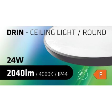 LED Badkamer plafondlamp CIRCLE LED/24W/230V 4000K diameter 37 cm IP44 zwart