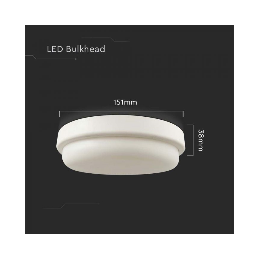 LED Badkamer plafondlamp LED/12W/230V 3000K IP54 diameter 15 cm