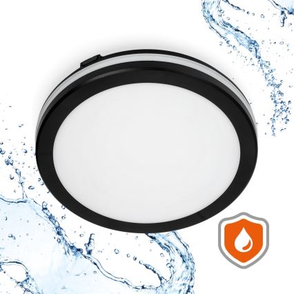 LED Badkamer plafondlamp LED/18W/230V 3000/4000/6500K IP65 diameter 30 cm zwart