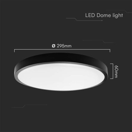 LED Badkamer plafondlamp LED/24W/230V 6500K IP44 diameter 29,5 cm zwart