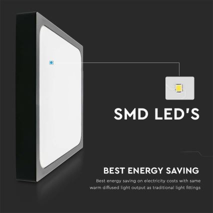 LED Badkamer plafondlamp LED/30W/230V 4000K IP44 42x42 cm zwart