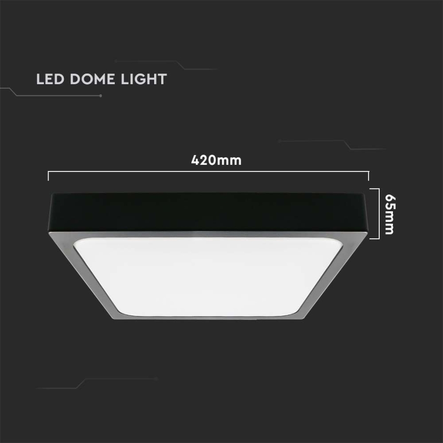 LED Badkamer plafondlamp LED/30W/230V 4000K IP44 42x42 cm zwart