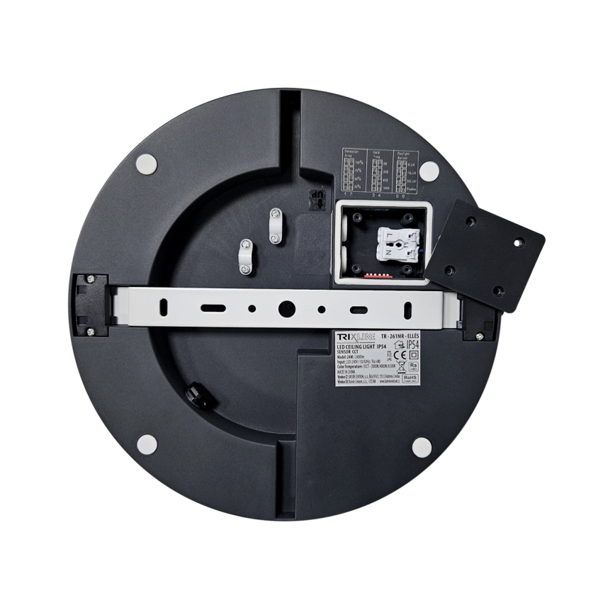 LED Badkamer plafondlamp met sensor ELLÉ LED/24W/230V 3000/4000/6500K diameter 26 cm IP54 antraciet