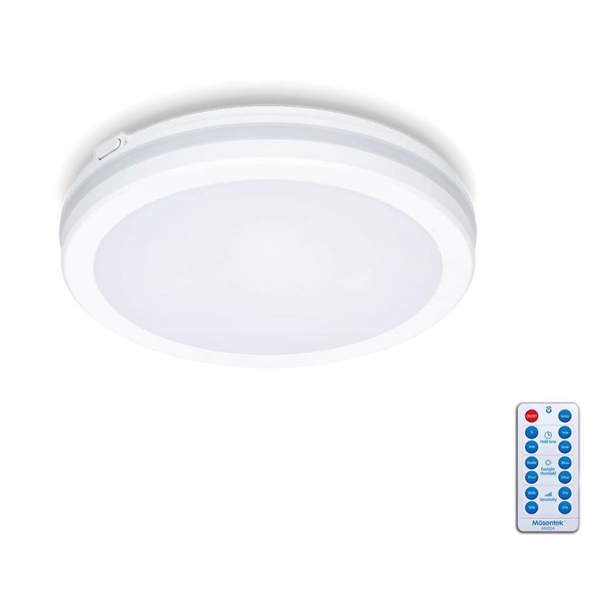 LED Badkamer plafondlamp met sensor LED/12W/230V 3000/4000/6500K IP65 diameter 20 cm wit + afstandsbediening