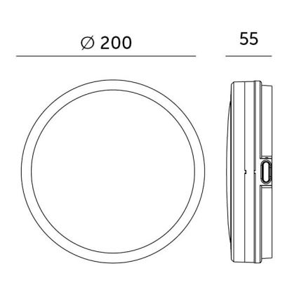 LED Badkamer plafondlamp met sensor LED/12W/230V 3000/4000/6500K IP65 diameter 20 cm zwart + afstandsbediening