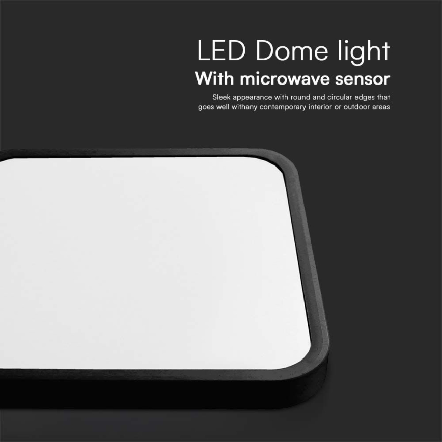 LED Badkamer plafondlamp met sensor LED/18W/230V 4000K IP44 zwart + afstandsbediening