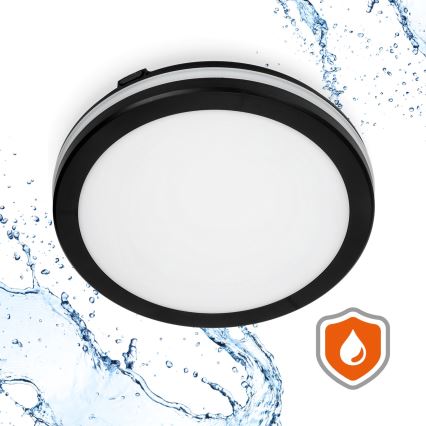 LED Badkamer plafondlamp met sensor LED/18W/230V 3000/4000/6500K IP65 diameter 30 cm zwart + afstandsbediening