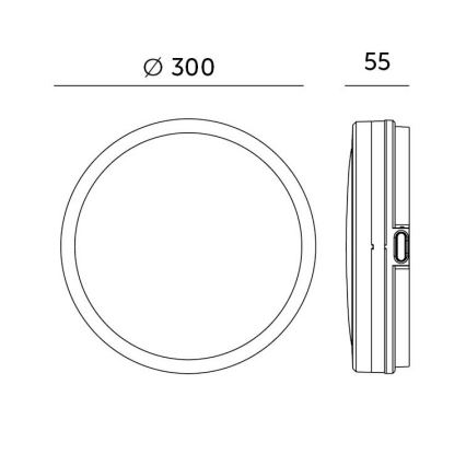 LED Badkamer plafondlamp met sensor LED/18W/230V 3000/4000/6500K IP65 diameter 30 cm zwart + afstandsbediening